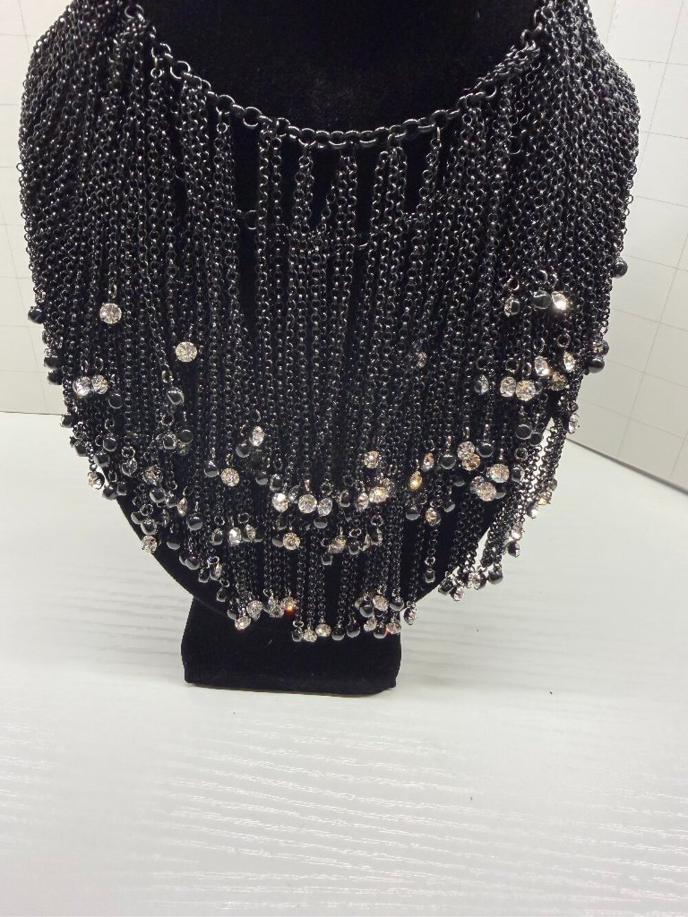 Simply Vera Vera Wang Black Multi Strand Chain Fringe Bib Statement Necklace